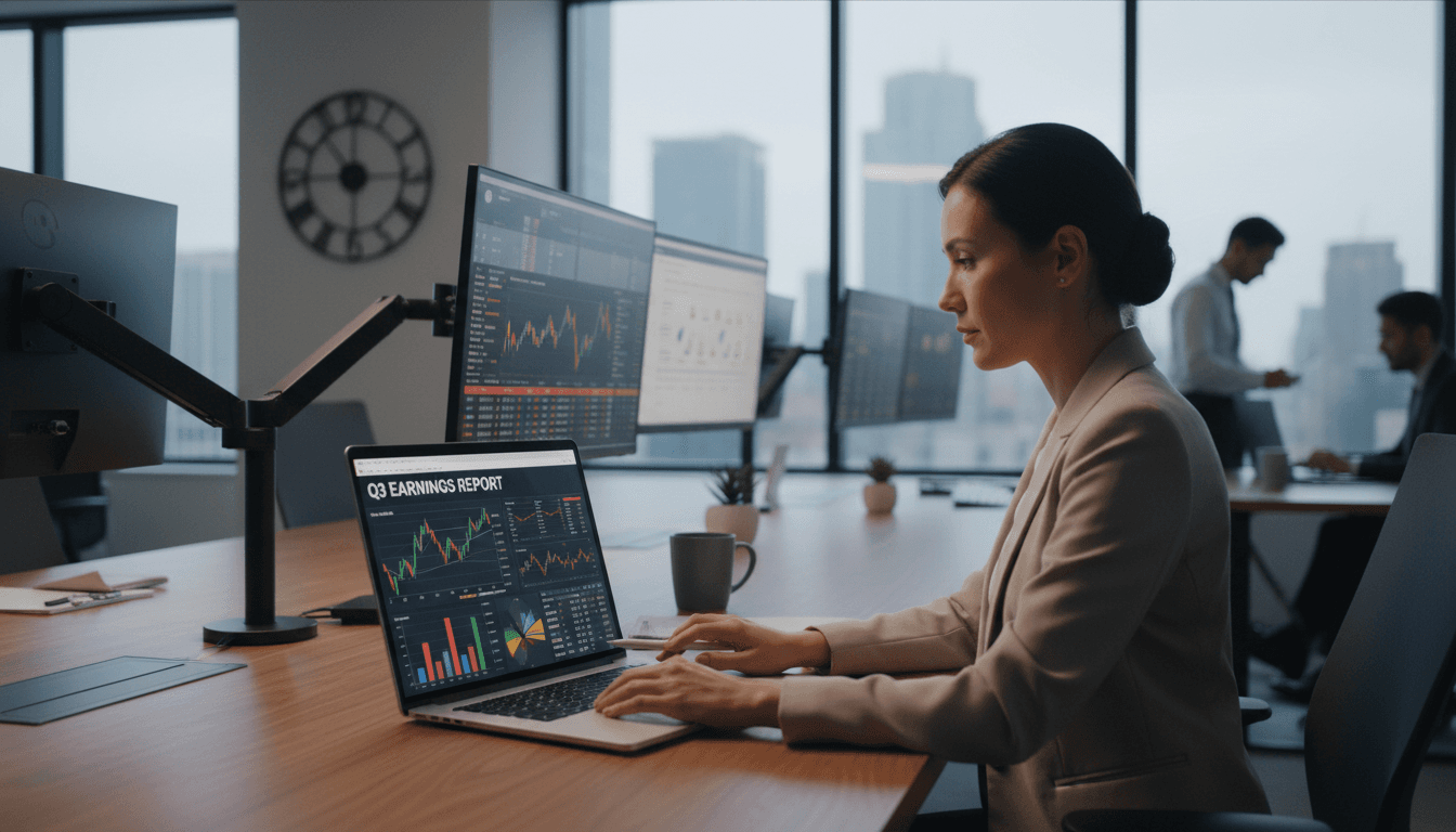 Analyst reviewing financial charts and spreadsheets on a laptop