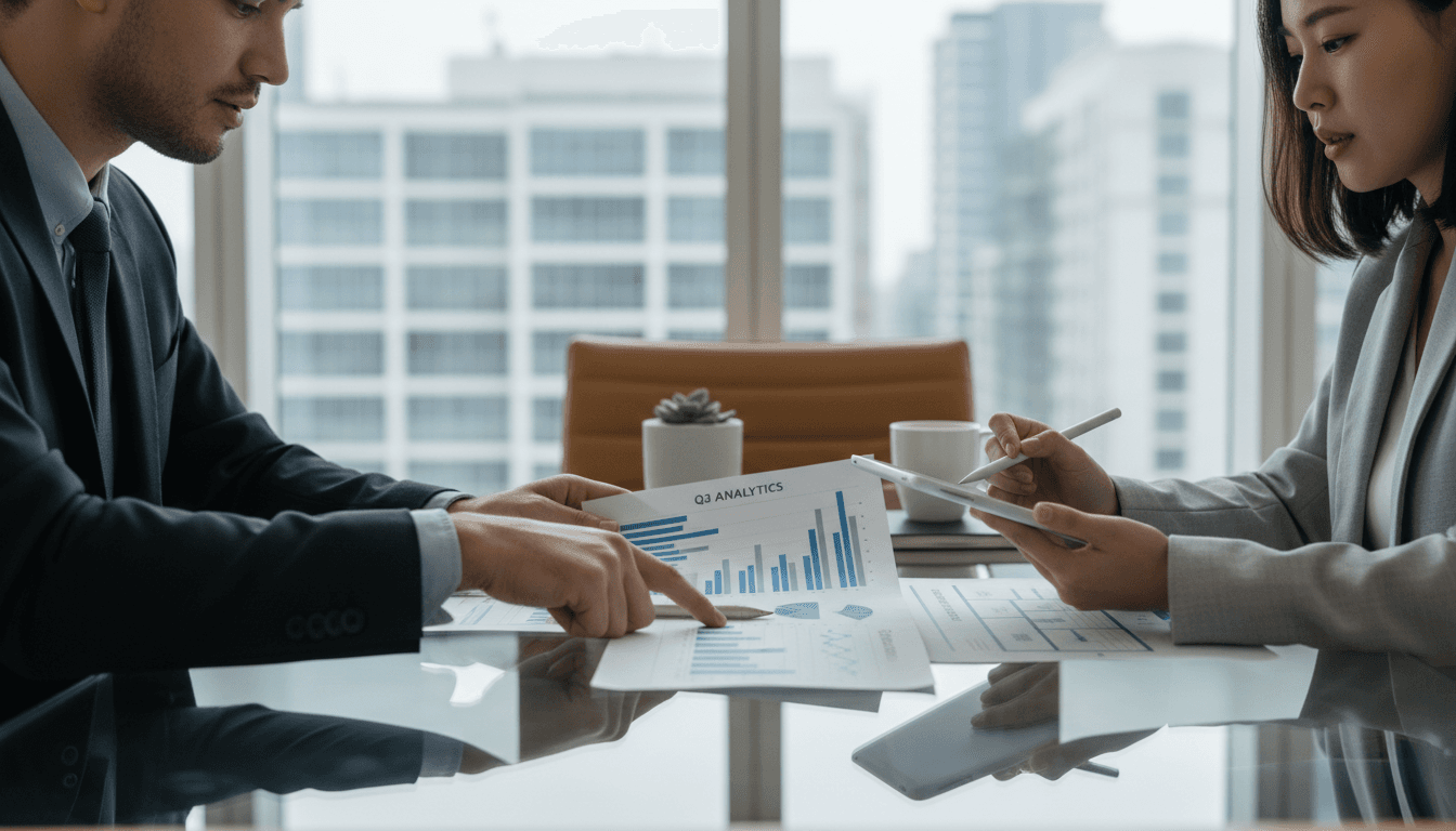 Business consultant in a modern office meeting with a client